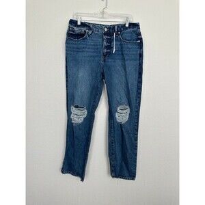 NWT Good American Good Vintage Jeans Medium Wash Distressed Size 30 Inseam 28"